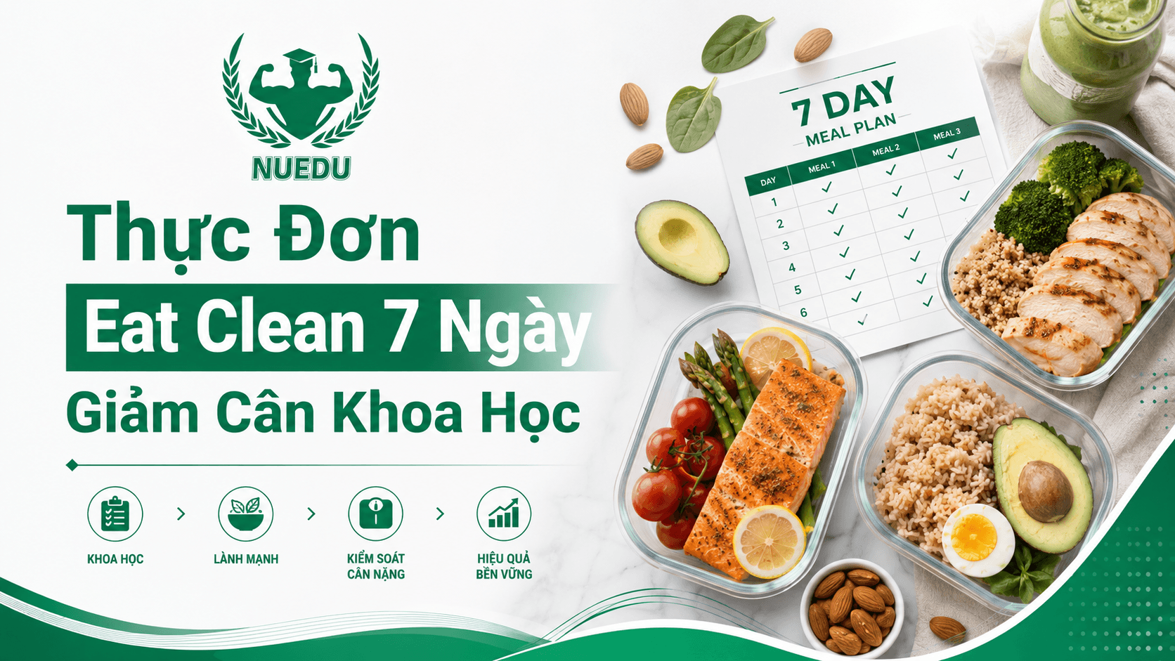 Thực Đơn Eat Clean 7 Ngày Giảm Cân Khoa Học