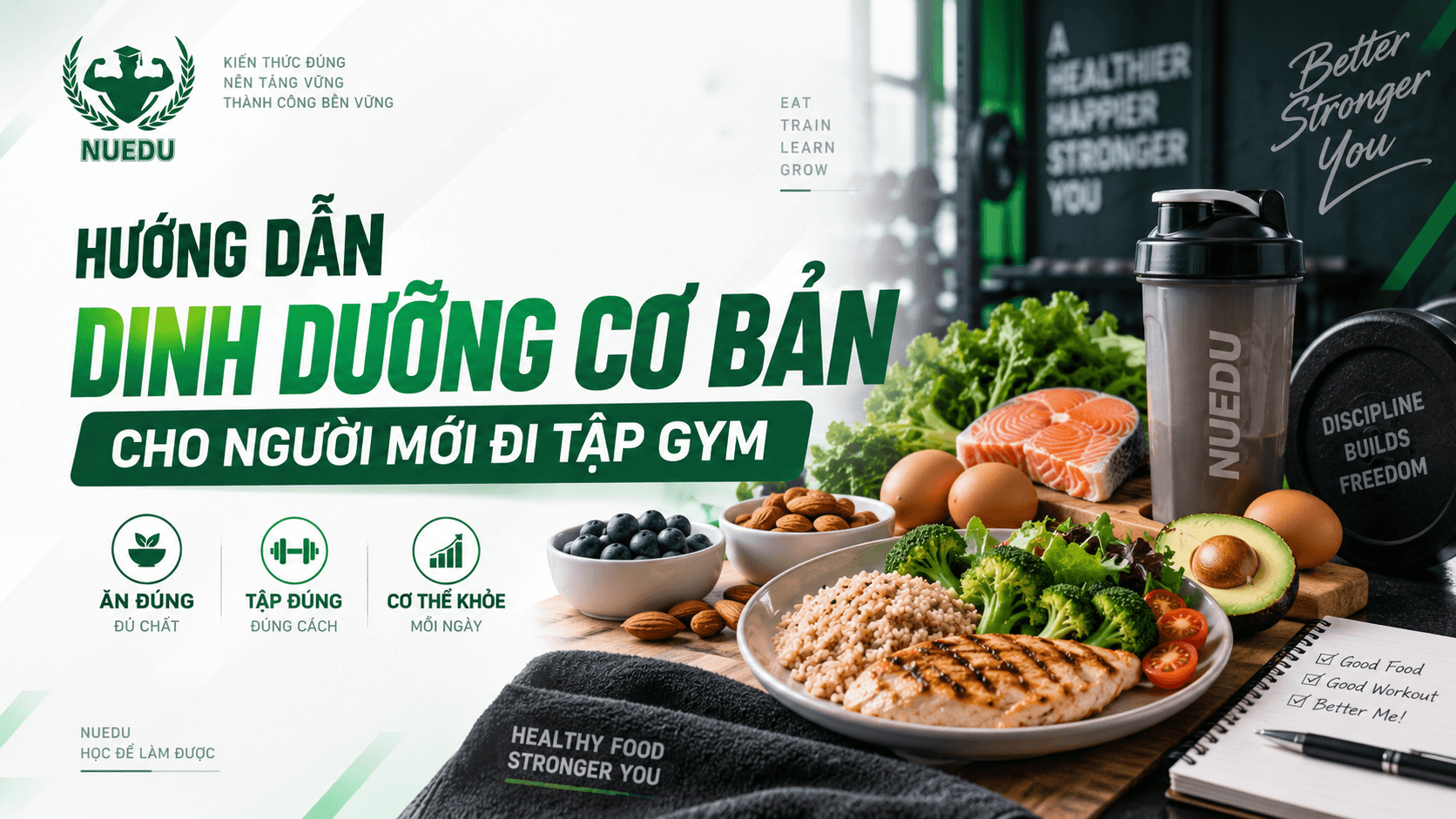 Hướng dẫn dinh dưỡng cơ bản cho người mới đi tập gym